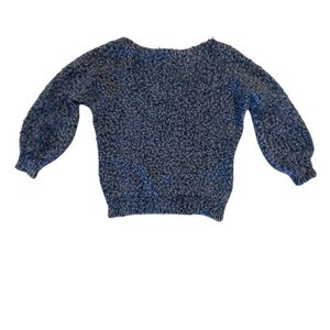 L Love Women’s Cozy Blue Fuzzy Balloon Sleeve Knit Sweater. Size S